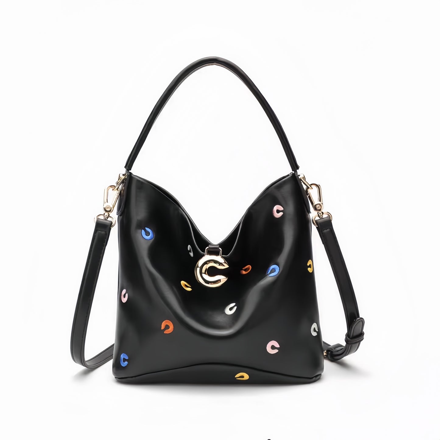 Embroidered LOGO bucket bag crossbody handbag dual-purpose
