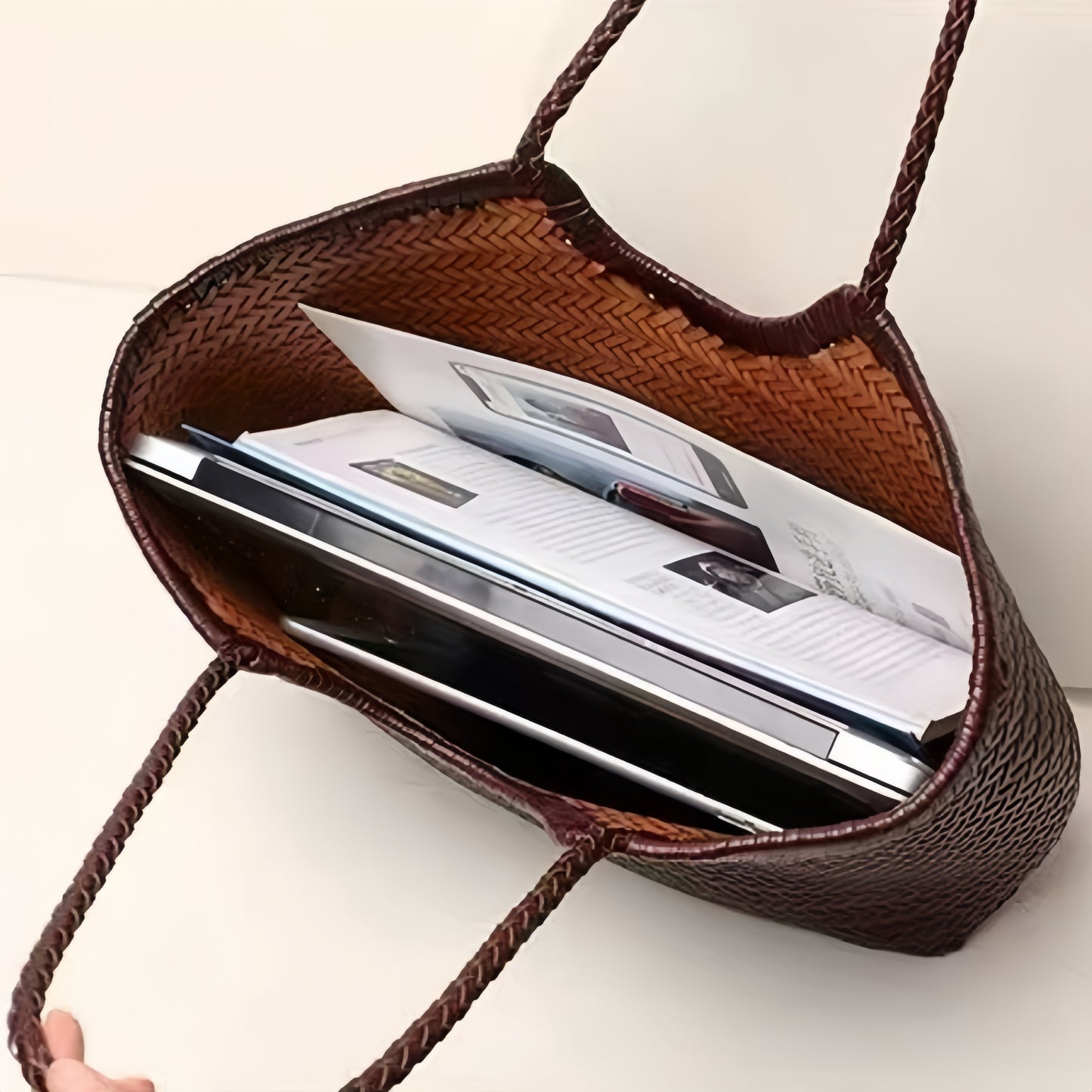 Genuine leather woven women's bag handbag shoulder bag