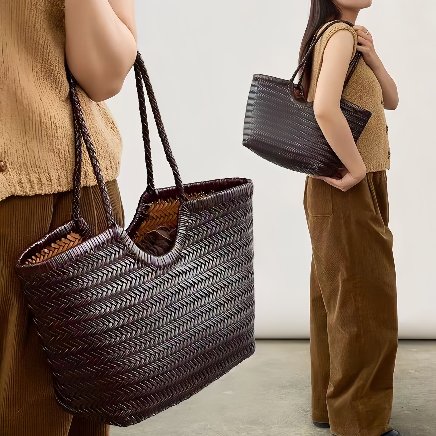 Genuine leather woven women's bag handbag shoulder bag