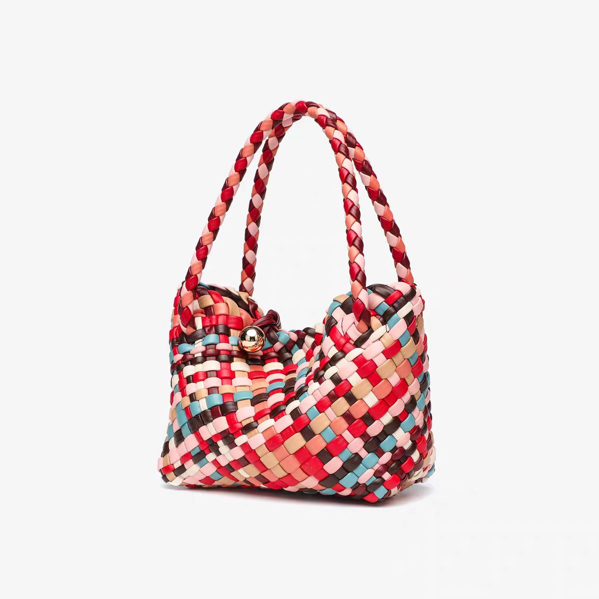 2025 new hand-woven tote bag light and colorful more eye-catching