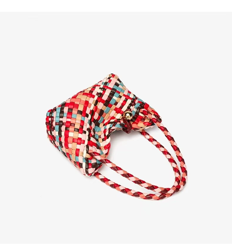 2025 new hand-woven tote bag light and colorful more eye-catching