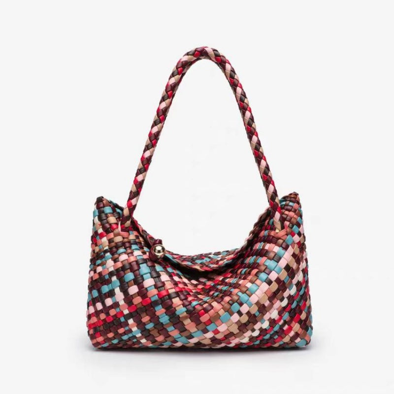 2025 new color stripe hand-woven tote bag suitable for commuting and dating