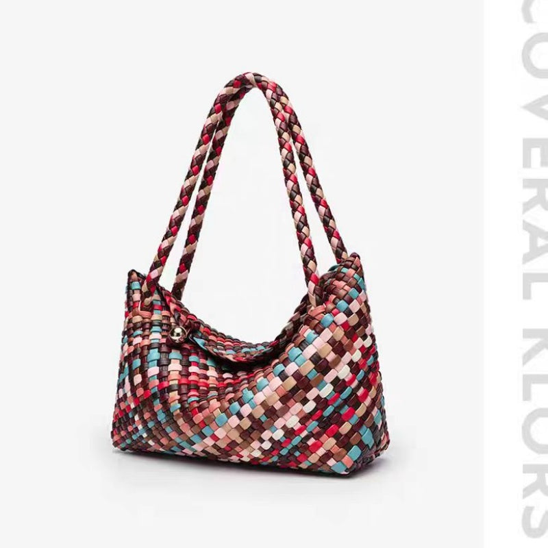 2025 new color stripe hand-woven tote bag suitable for commuting and dating