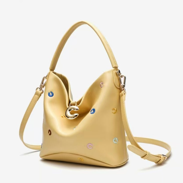 Embroidered LOGO bucket bag crossbody handbag dual-purpose