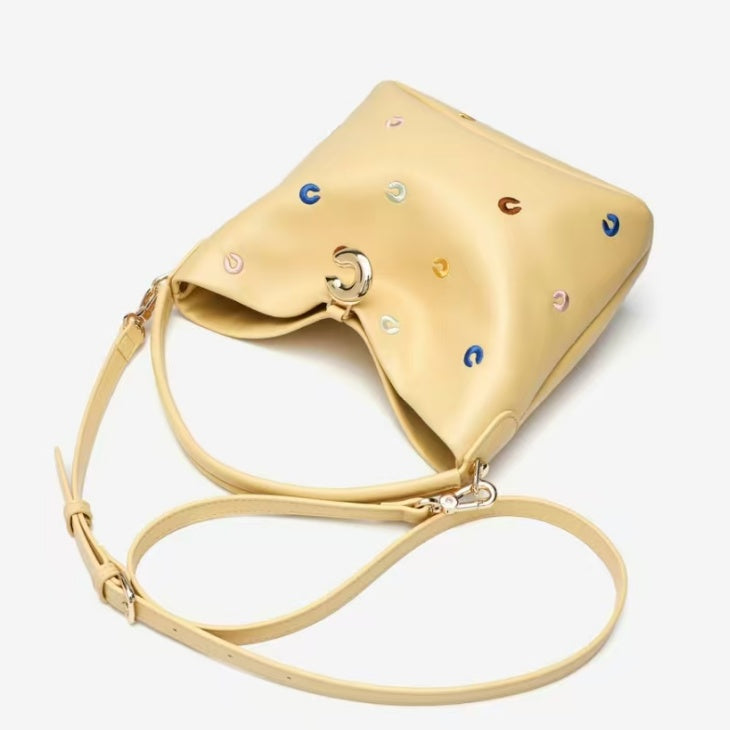 Embroidered LOGO bucket bag crossbody handbag dual-purpose