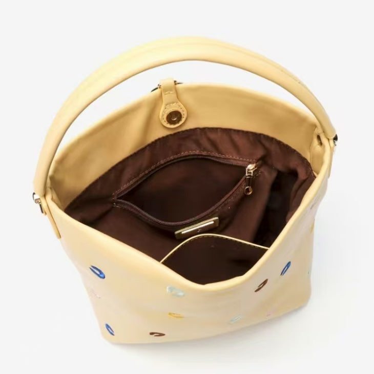 Embroidered LOGO bucket bag crossbody handbag dual-purpose