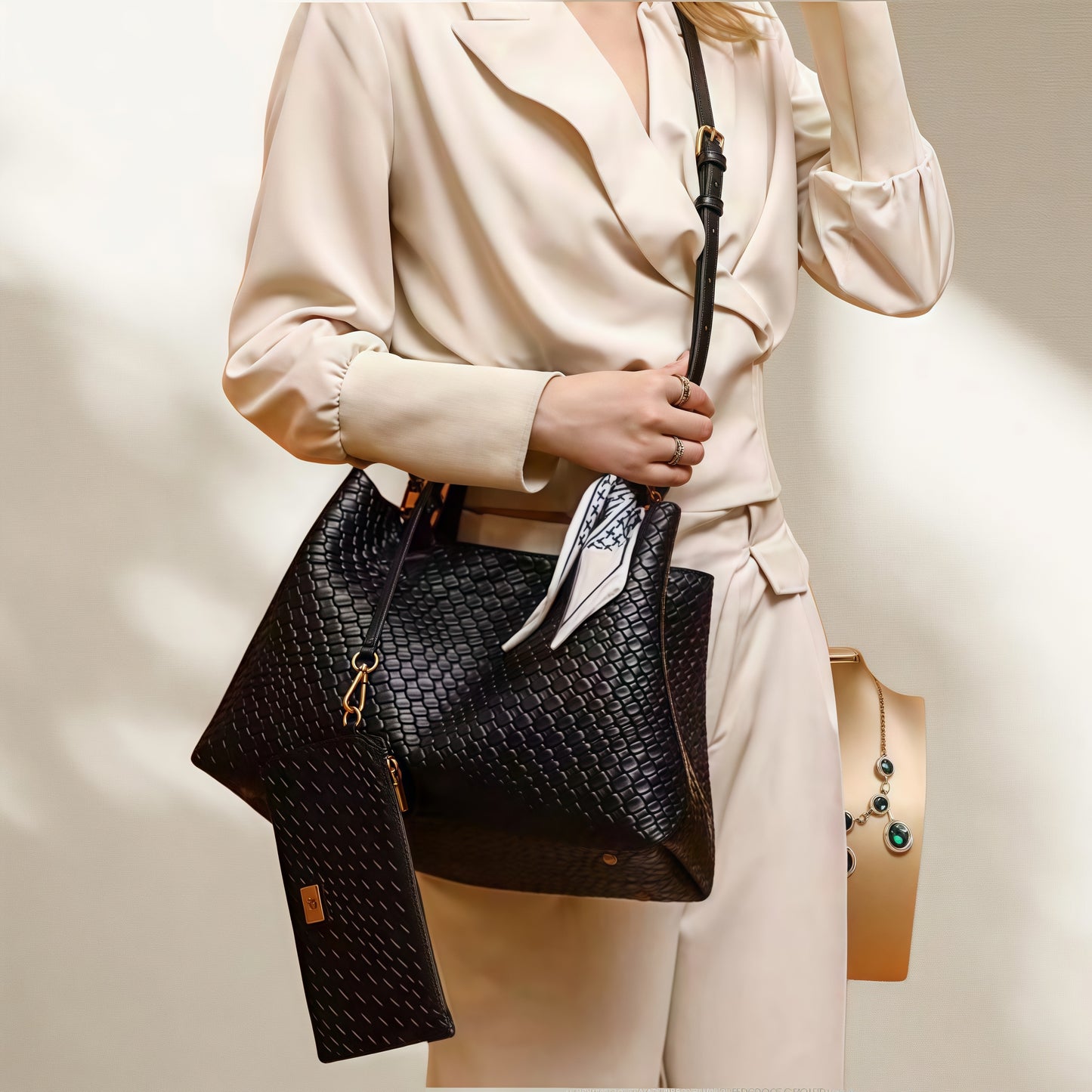 Woven women's bag large capacity handbag crossbody commuter style