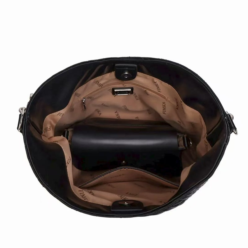 Large capacity single shoulder crossbody black women's bag