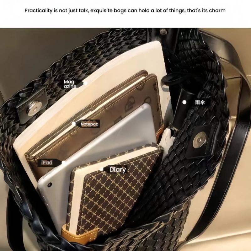 New women's woven tote bag with large capacity, suitable for commuting and traveling