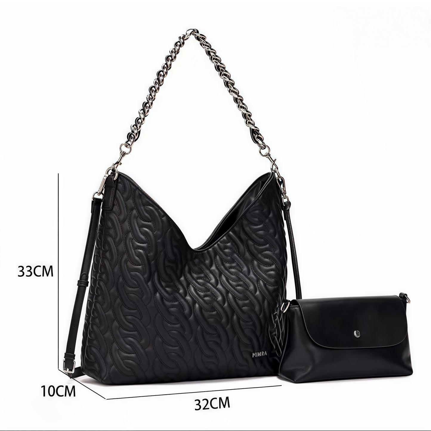 Large capacity single shoulder crossbody black women's bag