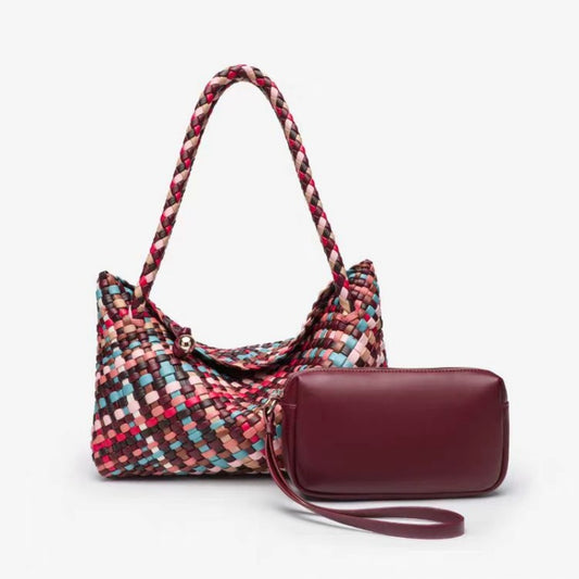 2025 new color stripe hand-woven tote bag  suitable for commuting and dating