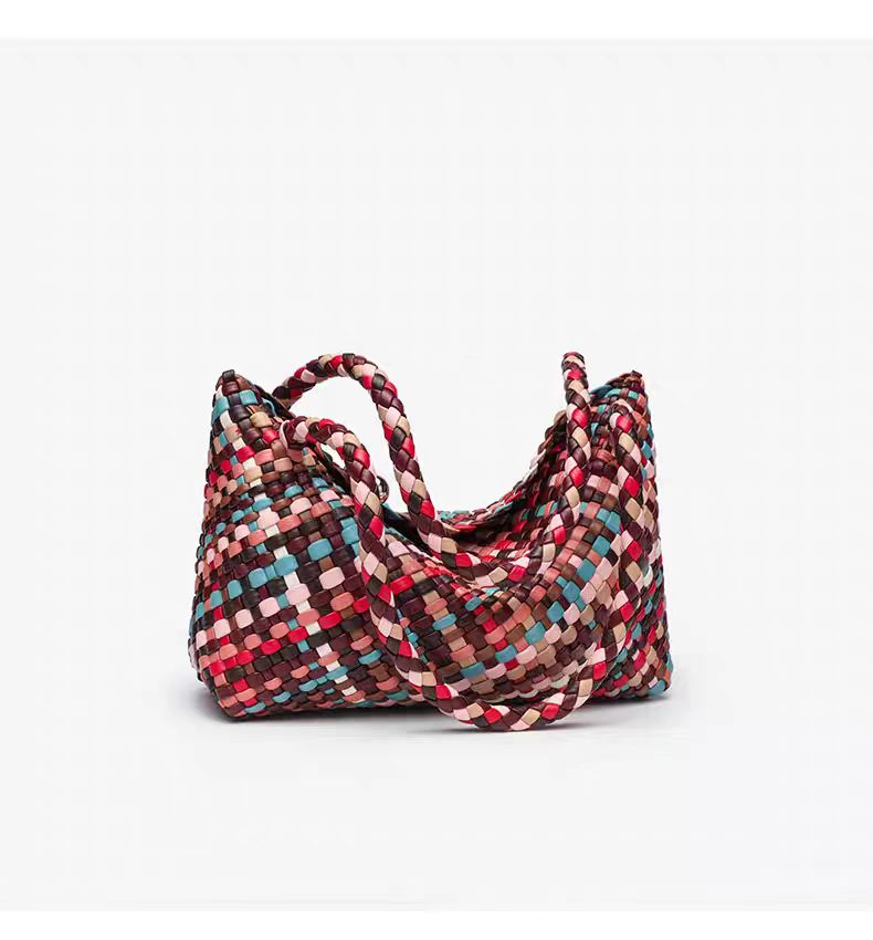2025 new color stripe hand-woven tote bag  suitable for commuting and dating