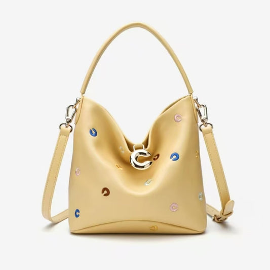 Embroidered LOGO bucket bag crossbody handbag dual-purpose