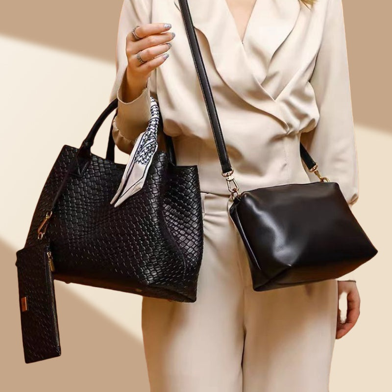 Woven women's bag  large capacity  handbag  crossbody  commuter style