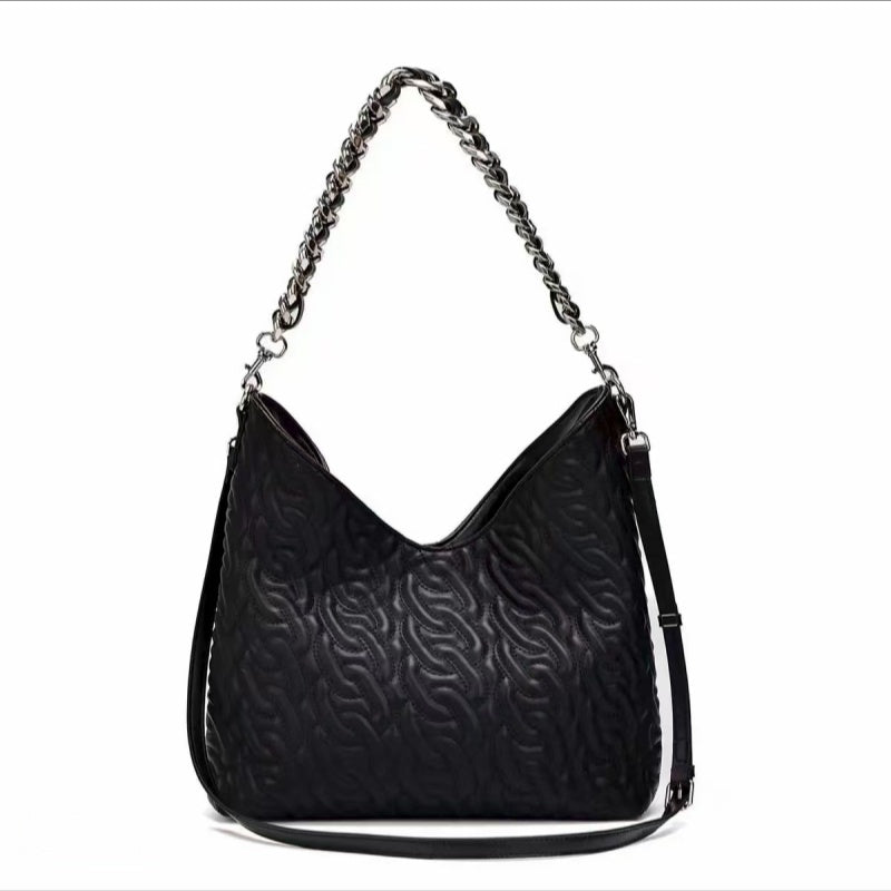 Large capacity single shoulder crossbody black women's bag
